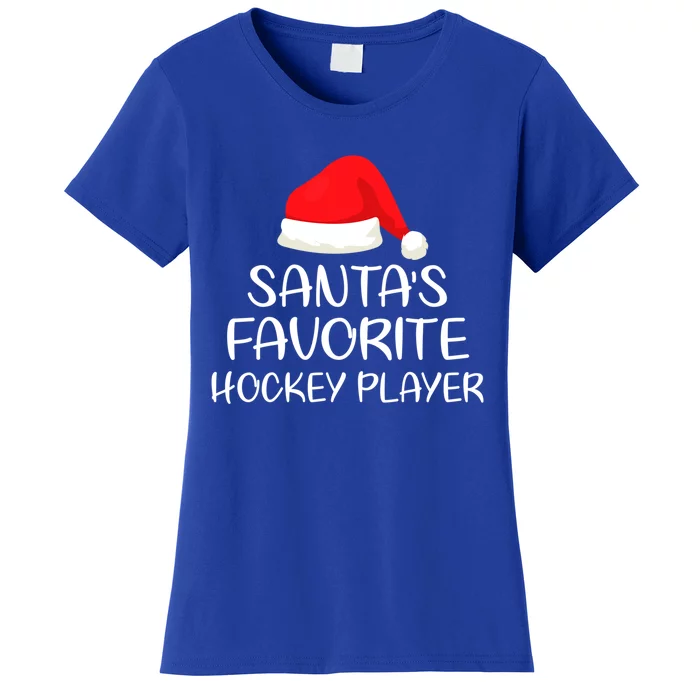 Santas Favorite Hockey Player Matching Family Xmas Cool Gift Women's T-Shirt