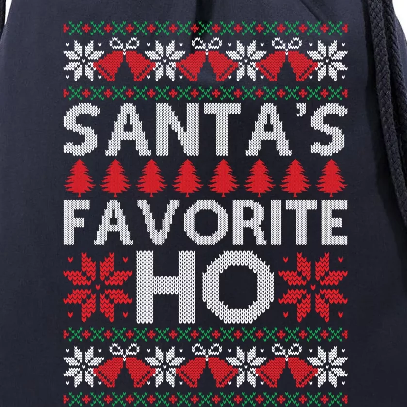 SantaS Favourite Ho Ugly Christmas Sweater For Her Gift Drawstring Bag