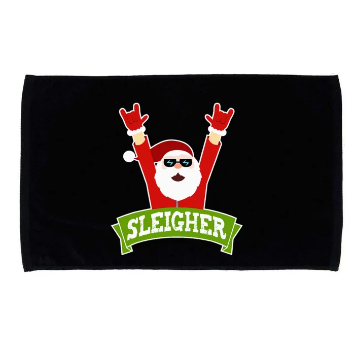 Sleigher Funny Heavy Metal Music Santa Christmas Microfiber Hand Towel