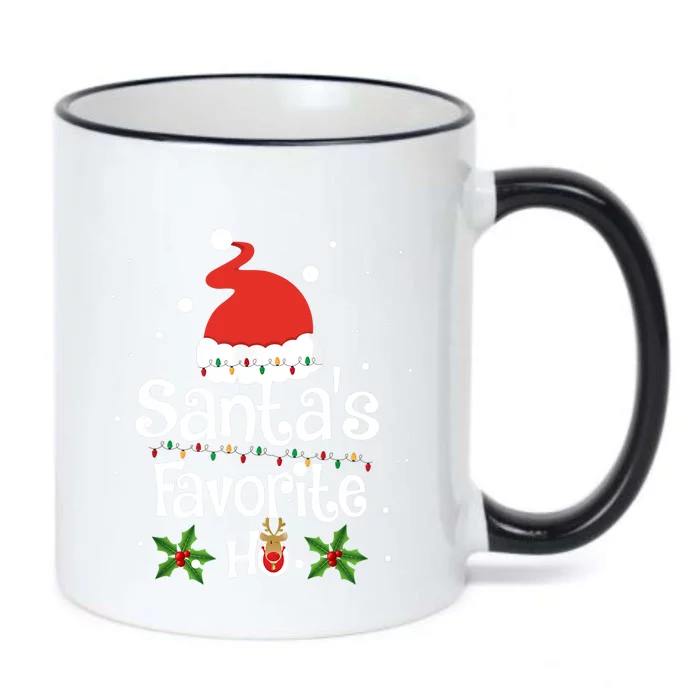 SANTA'S FAVORITE HO Xmas Christmas Santa Hat Lights Gifts Black Color Changing Mug