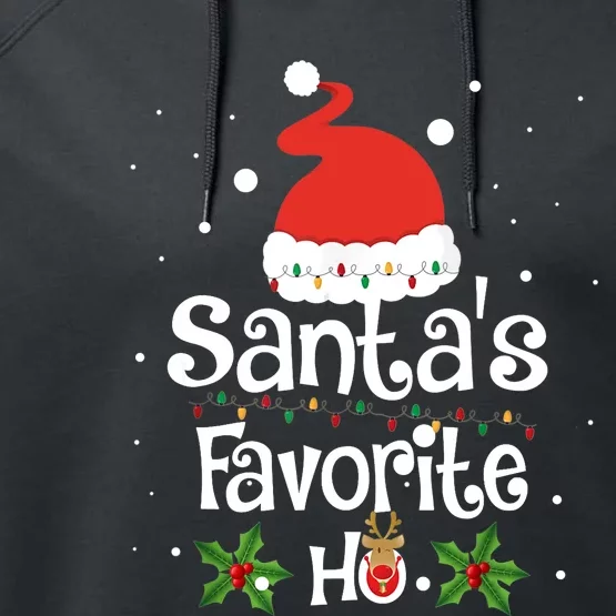 SANTA'S FAVORITE HO Xmas Christmas Santa Hat Lights Gifts Performance Fleece Hoodie