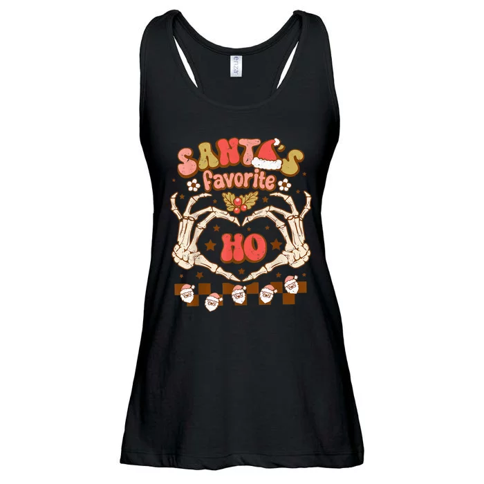 Santa's Favorite Ho Skeleton Santa Claus Christmas Pajamas Ladies Essential Flowy Tank