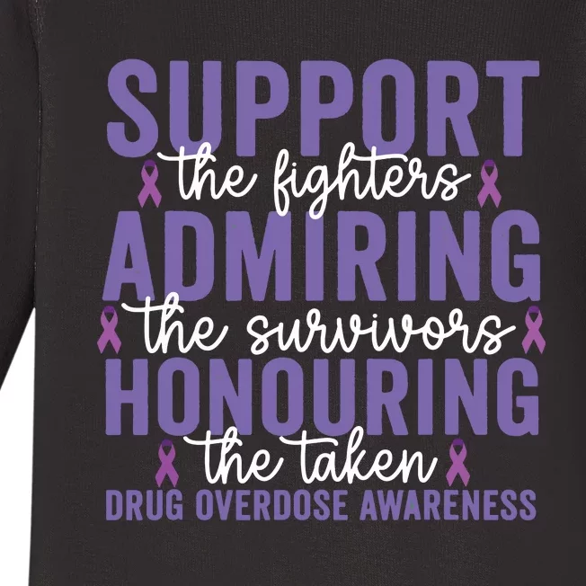 Support Fighters Honouring Taken Drug Overdose Awareness Baby Long Sleeve Bodysuit