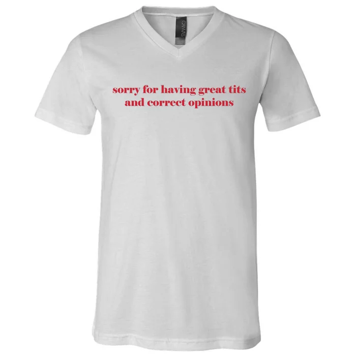 Sorry For Having Great Tits And Correct Opinions V-Neck T-Shirt