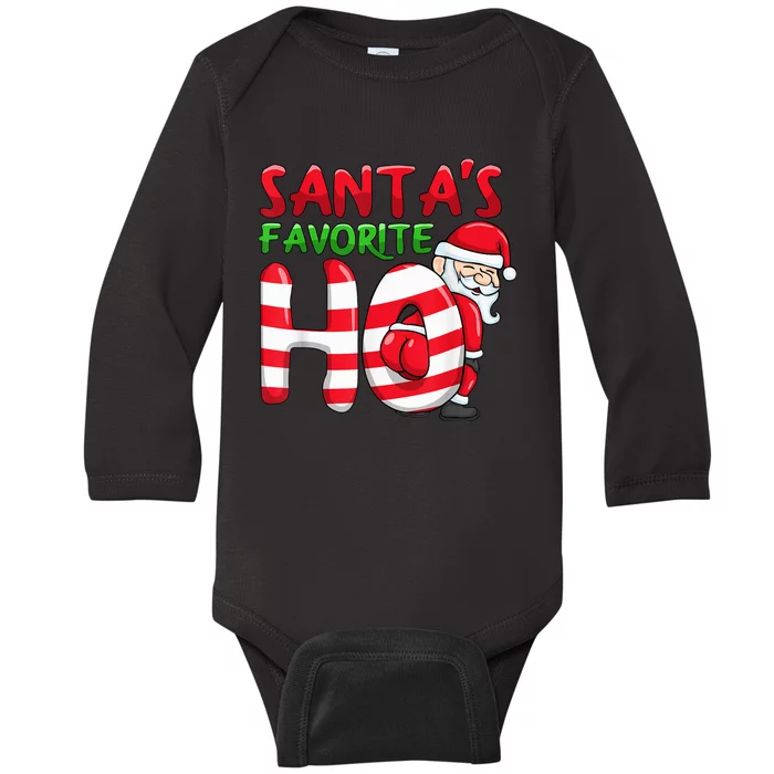 Santas Favorite Ho Santa favourite Ho Funny Girls Christmas Baby Long Sleeve Bodysuit