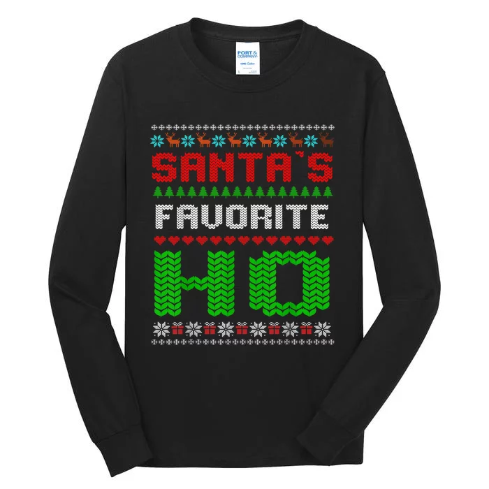 Santas Favorite Ho Ugly Christmas Pajama Funny X-Mas Humor Tall Long Sleeve T-Shirt