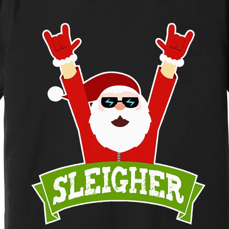 Sleigher Funny Heavy Metal Music Santa Christmas Premium T-Shirt