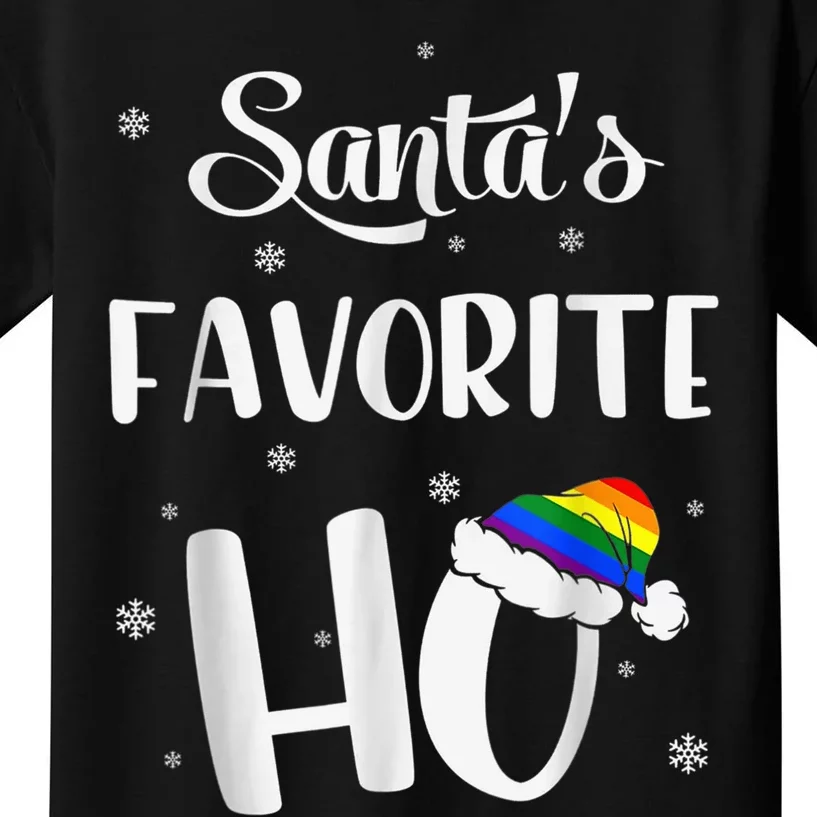 Santas Favorite Ho Gay Christmas Lesbian Xmas Shirt Kids T-Shirt