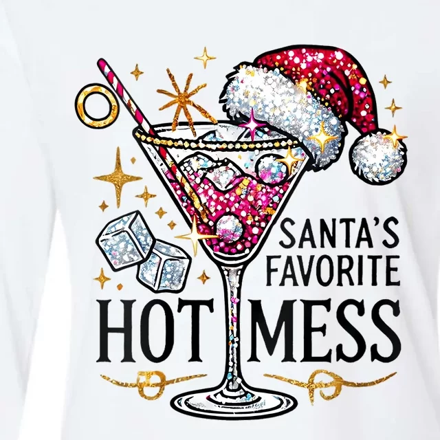 SantaS Favorite Hot Mess Funny Margarita Womens Cotton Relaxed Long Sleeve T-Shirt