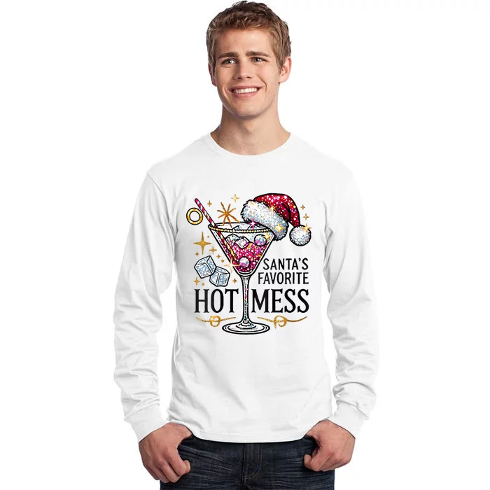 SantaS Favorite Hot Mess Funny Margarita Tall Long Sleeve T-Shirt