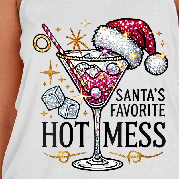 SantaS Favorite Hot Mess Funny Margarita Women's Knotted Racerback Tank