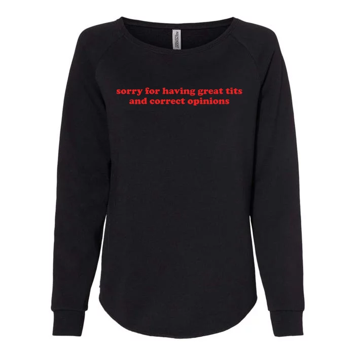 Sorry For Having Great Tits And Correct Opinions Womens California Wash Sweatshirt