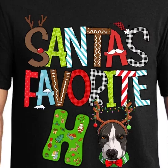 Santas Favorite Ho Pitbull Dog Christmas Lighting Funny Gift Pajama Set