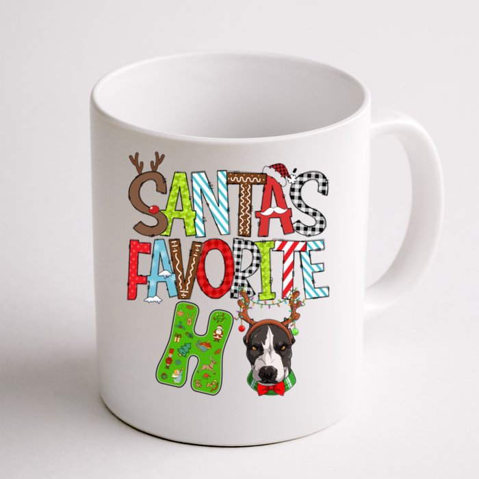 Santas Favorite Ho Pitbull Dog Christmas Lighting Funny Gift Front & Back Coffee Mug