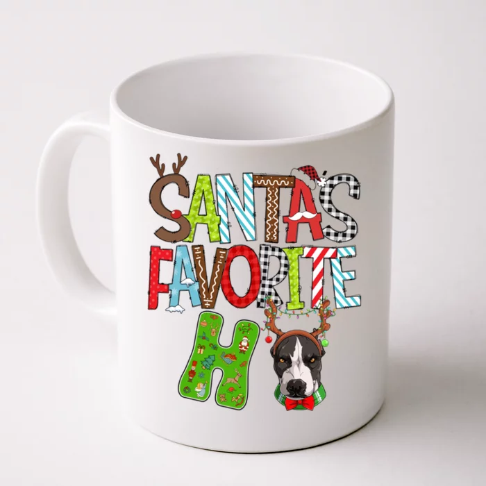 Santas Favorite Ho Pitbull Dog Christmas Lighting Funny Gift Front & Back Coffee Mug