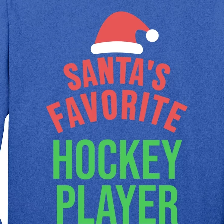 Santas Favorite Hockey Player Xmas Funny Christmas Gift Long Sleeve Shirt