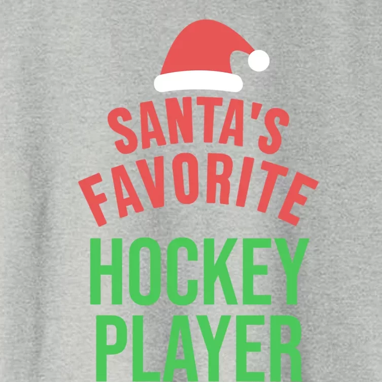 Santas Favorite Hockey Player Xmas Funny Christmas Gift Women's Crop Top Tee