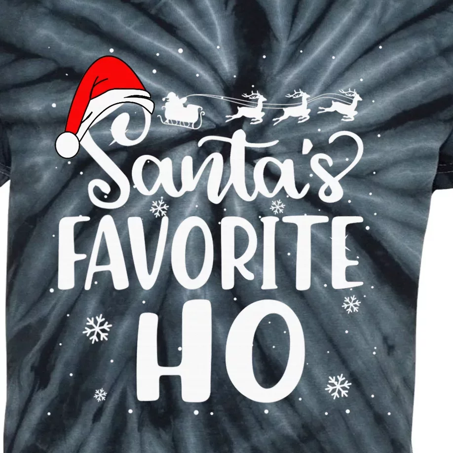 Santa's Favorite Ho Santa Hat Christmas Xmas Pajamas Gifts Kids Tie-Dye T-Shirt