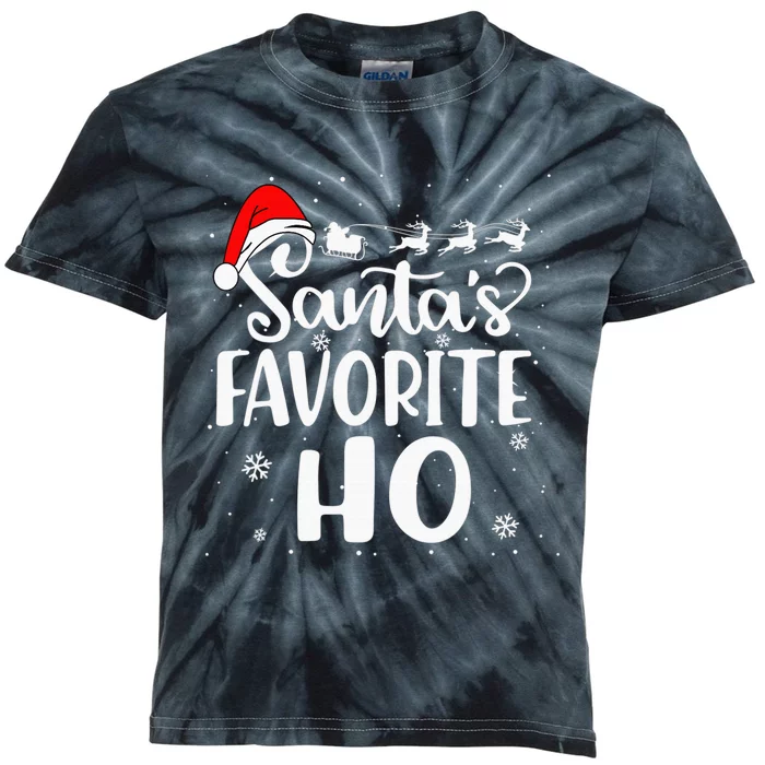 Santa's Favorite Ho Santa Hat Christmas Xmas Pajamas Gifts Kids Tie-Dye T-Shirt