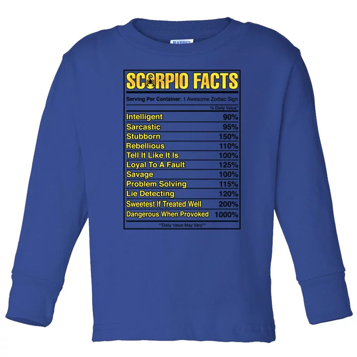 Scorpio Facts Horoscope Birthday Celebrant Gift Toddler Long Sleeve Shirt