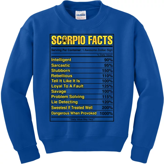 Scorpio Facts Horoscope Birthday Celebrant Gift Kids Sweatshirt