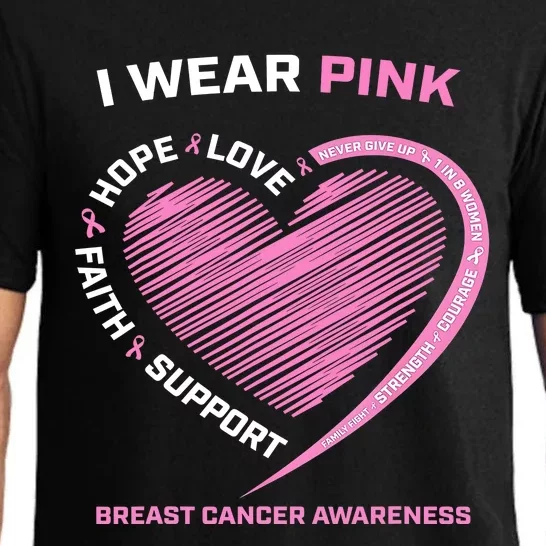 Support Faith Hope Cure I Wear Pink Breast Cancer Awareness Pajama Set