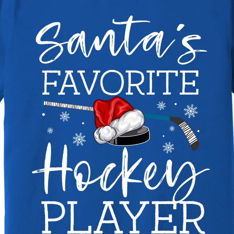 Santas Favorite Hockey Player Funny Pajama Christmas Gift Meaningful Gift Premium T-Shirt