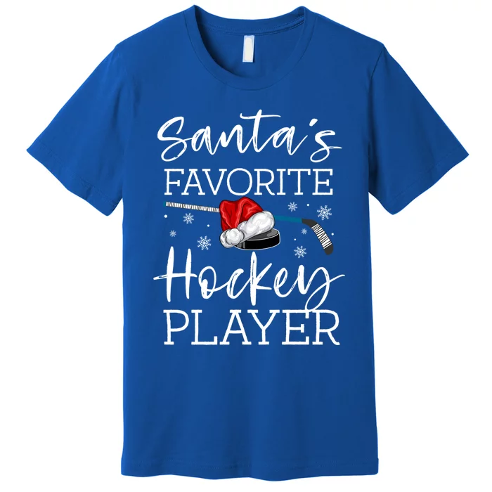 Santas Favorite Hockey Player Funny Pajama Christmas Gift Meaningful Gift Premium T-Shirt