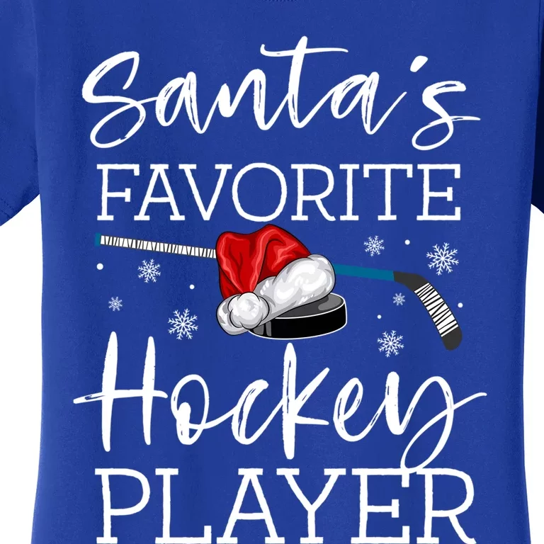 Santas Favorite Hockey Player Funny Pajama Christmas Gift Meaningful Gift Women's T-Shirt