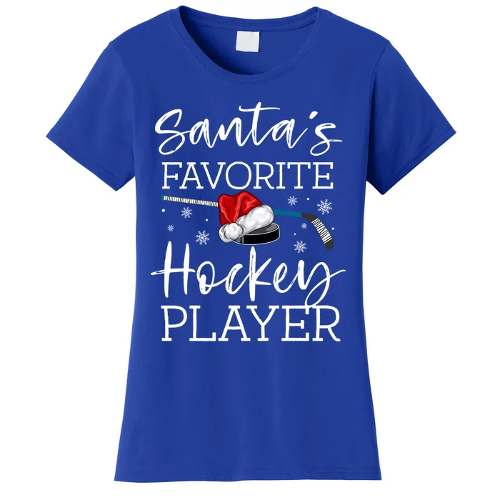 Santas Favorite Hockey Player Funny Pajama Christmas Gift Meaningful Gift Women's T-Shirt