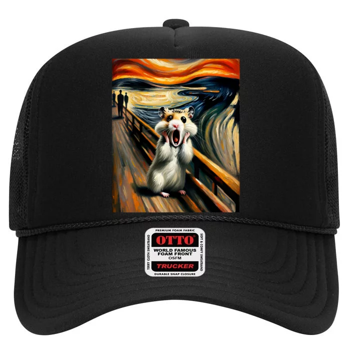 Scream For Hamster Lovers | Artistic Hamster High Crown Mesh Trucker Hat