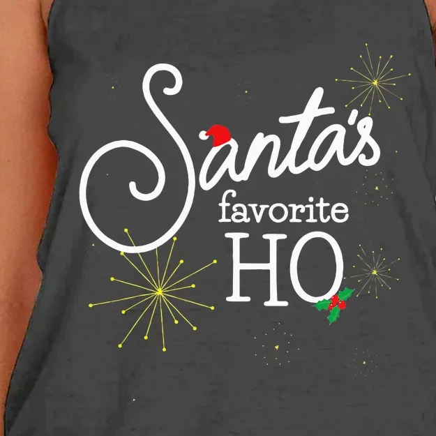 SantaS Favorite Ho Funny Christmas Cheeky Do It For Ho Women's Knotted Racerback Tank