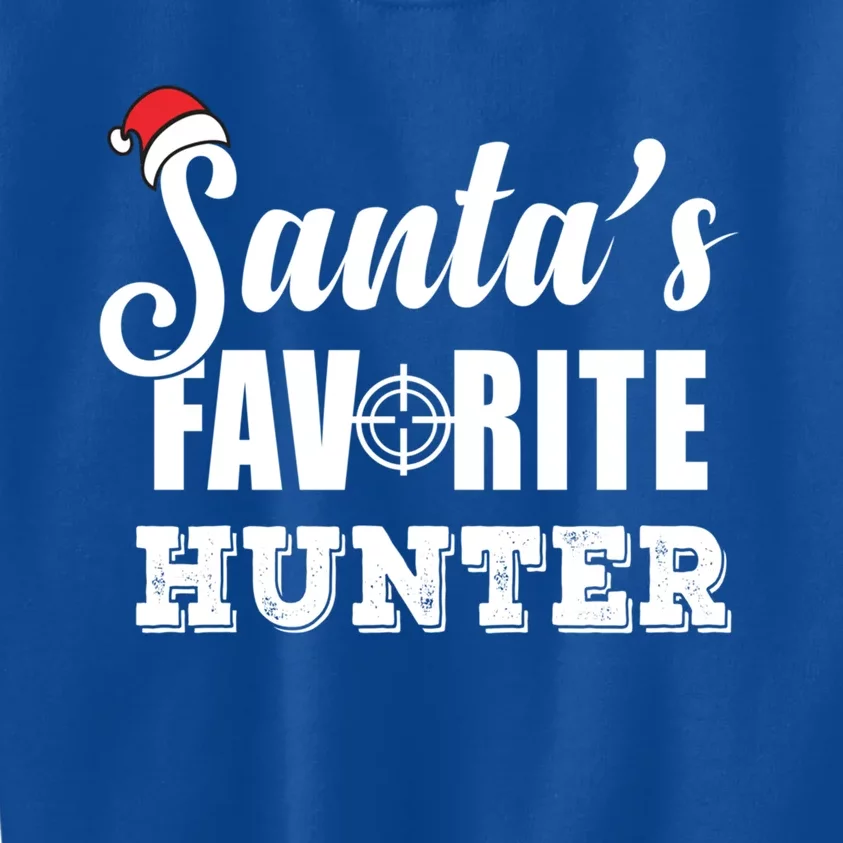 SantaS Favorite Hunter Funny Deer Hunting Christmas Gift Kids Sweatshirt