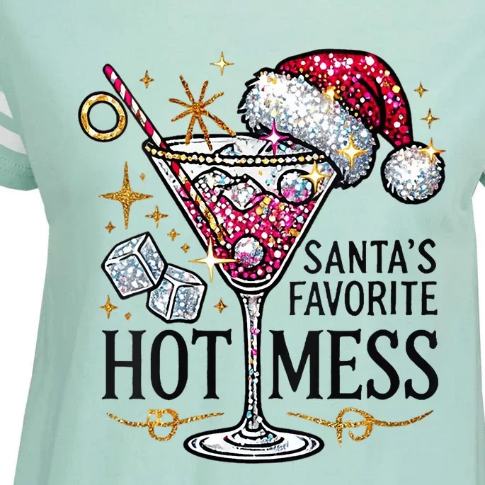 Santas Favorite Hot Mess Funny Margarita Enza Ladies Jersey Football T-Shirt