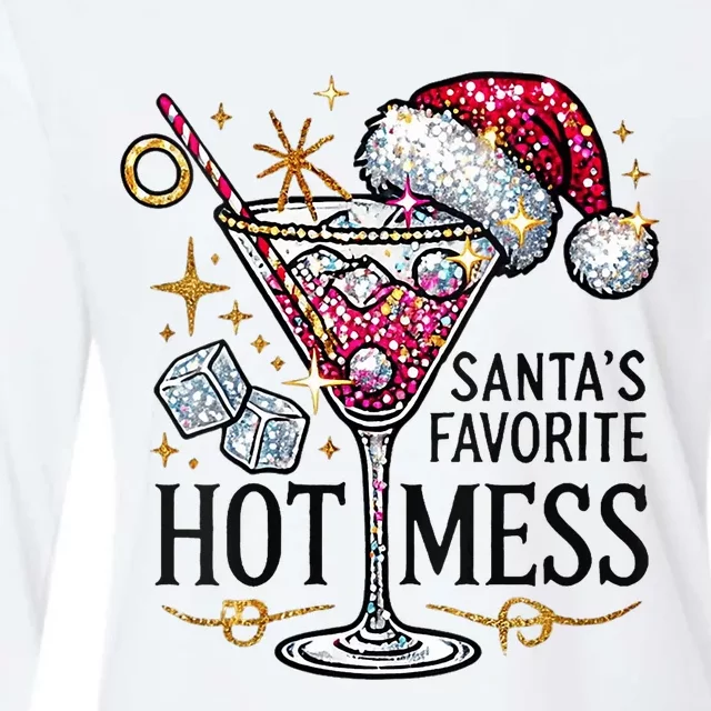 Santas Favorite Hot Mess Funny Margarita Womens Cotton Relaxed Long Sleeve T-Shirt