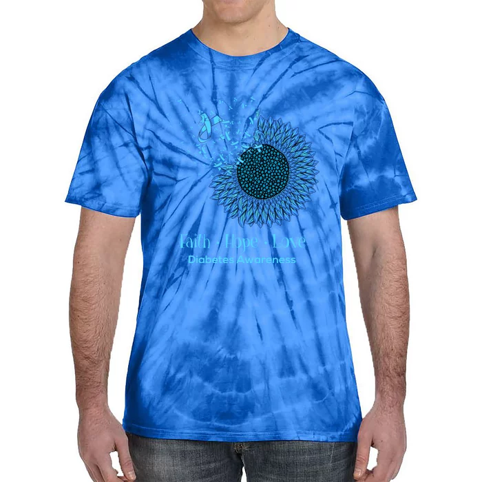 Sunflower Faith Hope Love Diabetes Awareness Diabetic Funny Gift Tie-Dye T-Shirt