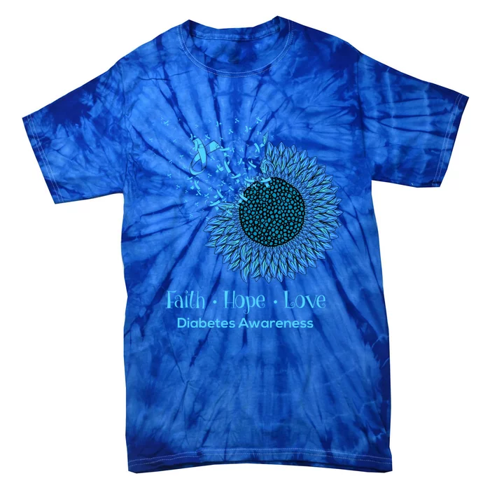 Sunflower Faith Hope Love Diabetes Awareness Diabetic Funny Gift Tie-Dye T-Shirt