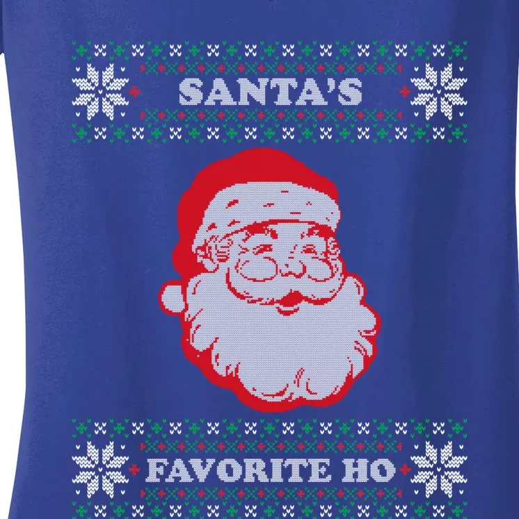 Santas Favorite Ho Inappropriate Ugly Christmas Sweater Gift Women's V-Neck T-Shirt