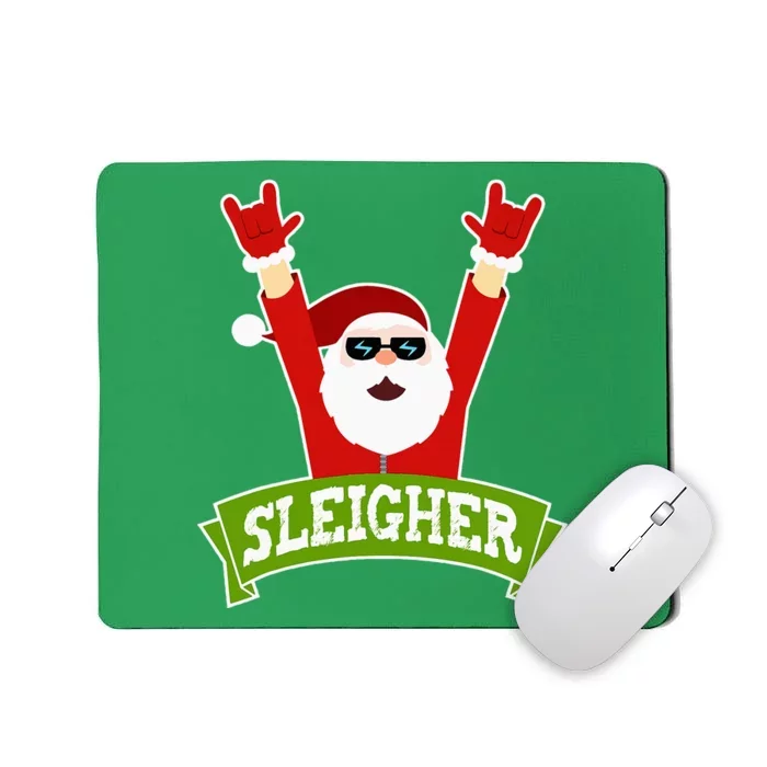 Sleigher Funny Heavy Metal Music Santa Christmas Mousepad