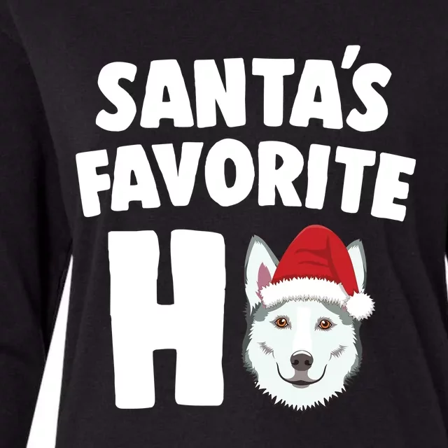 Santas Favorite Ho Gift Siberian Husky Christmas Top Womens Cotton Relaxed Long Sleeve T-Shirt