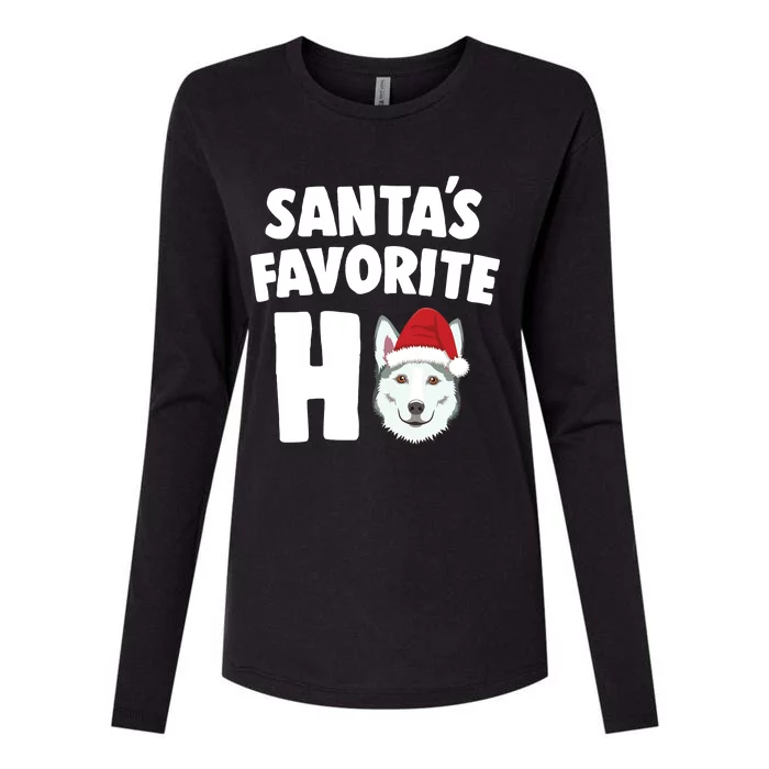 Santas Favorite Ho Gift Siberian Husky Christmas Top Womens Cotton Relaxed Long Sleeve T-Shirt