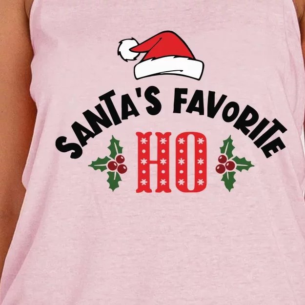 SantaS Favorite Ho Christmas Women's Knotted Racerback Tank