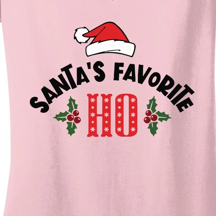 SantaS Favorite Ho Christmas Women's V-Neck T-Shirt