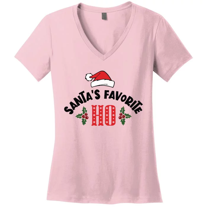 SantaS Favorite Ho Christmas Women's V-Neck T-Shirt