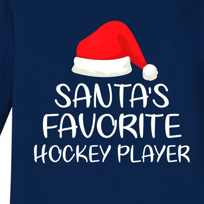 SantaS Favorite Hockey Player Matching Family Xmas Great Gift Baby Long Sleeve Bodysuit