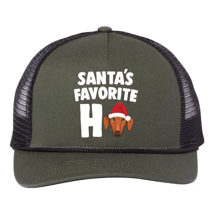 Santas Favorite Ho Funny Gift Dachshund Christmas Retro Rope Trucker Hat Cap