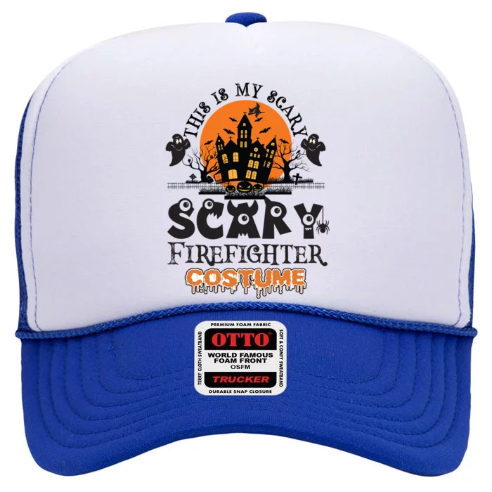 Scary Firefighter Halloween Costume Gift High Crown Mesh Trucker Hat