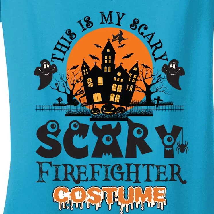 Scary Firefighter Halloween Costume Gift Women's V-Neck T-Shirt