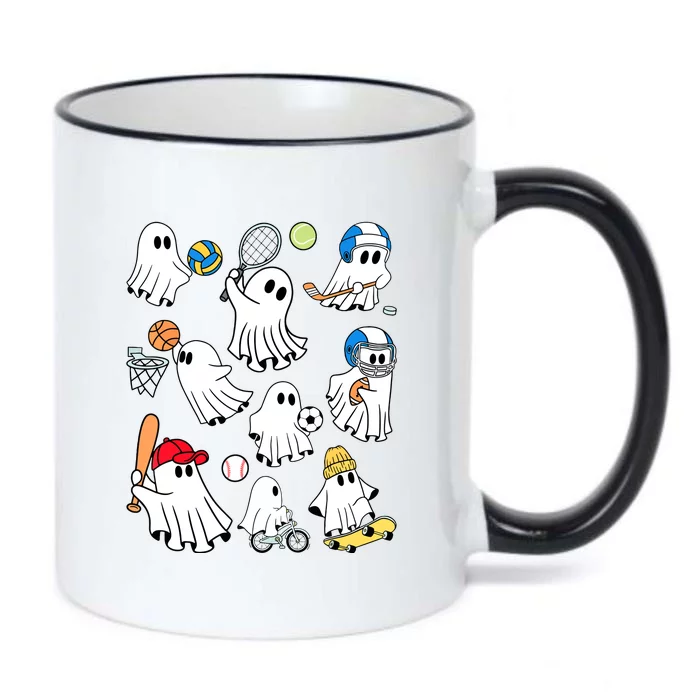 Sports Funny Halloween Collection Of Many Cute Baby Ghosts Gift Black Color Changing Mug