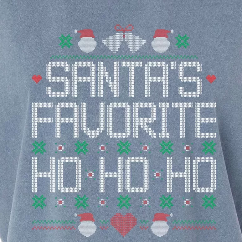 SantaS Favorite Ho Ho Ho Ugly Christmas Funny Quote Gift Garment-Dyed Women's Muscle Tee